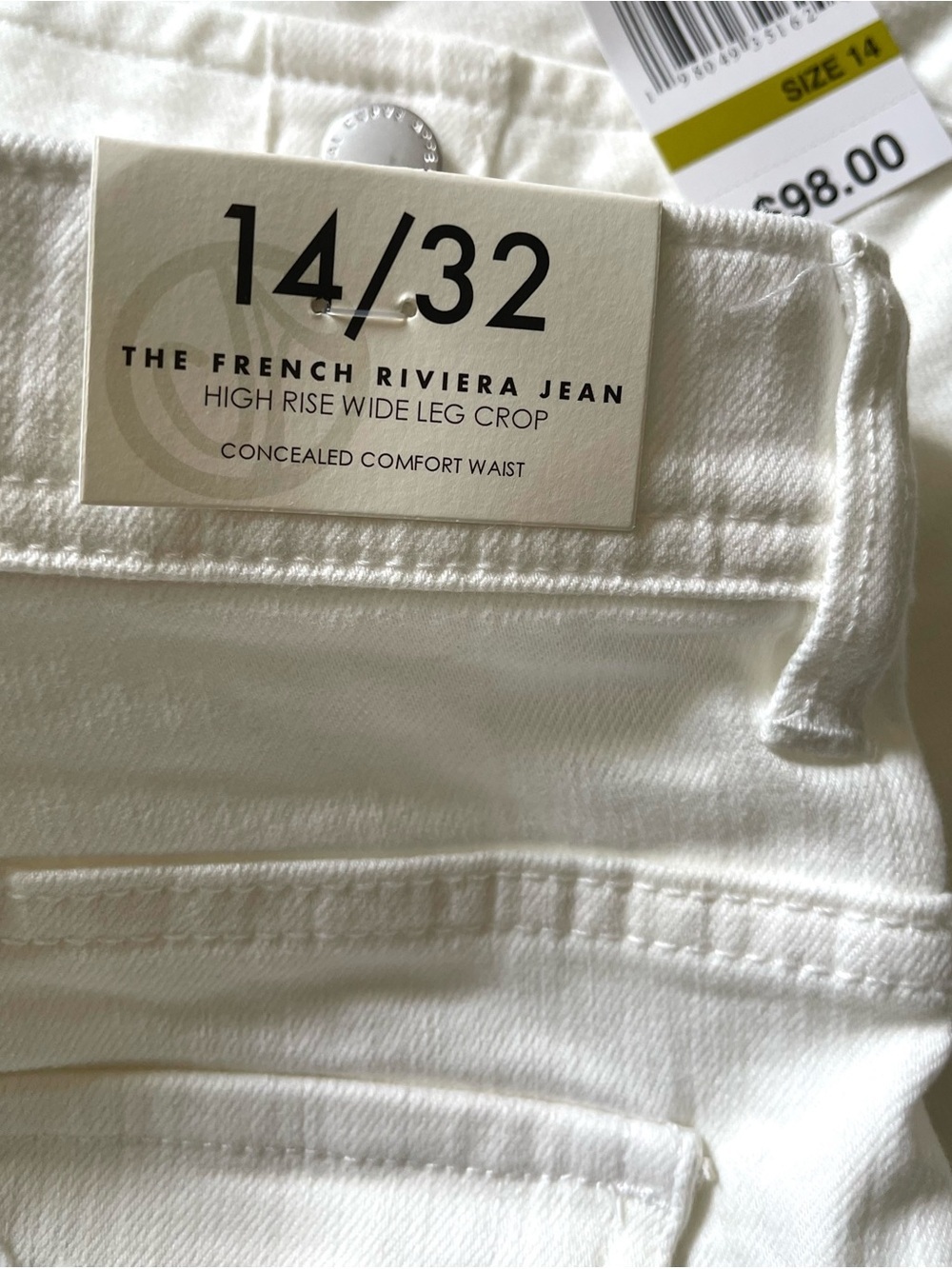Curve Appeal The French Riviera Jean - White Wide Leg Crop Size 14/32 - Picture 4 of 5